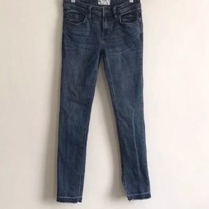 {Free People} Split Raw Hem Skinny Ankle Jeans